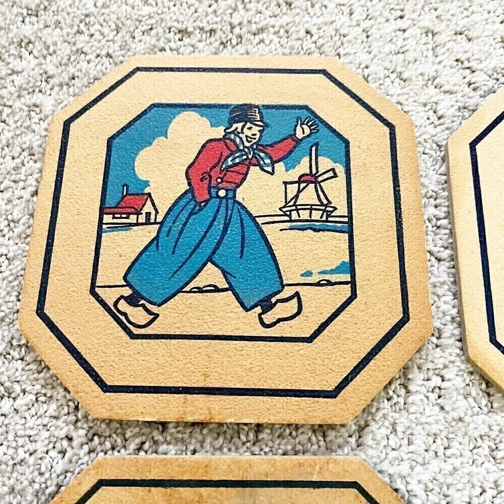 9x Dutch Boy Girl Trivet Advertising Cork Priscilla England Mpls Minnesota Iowa